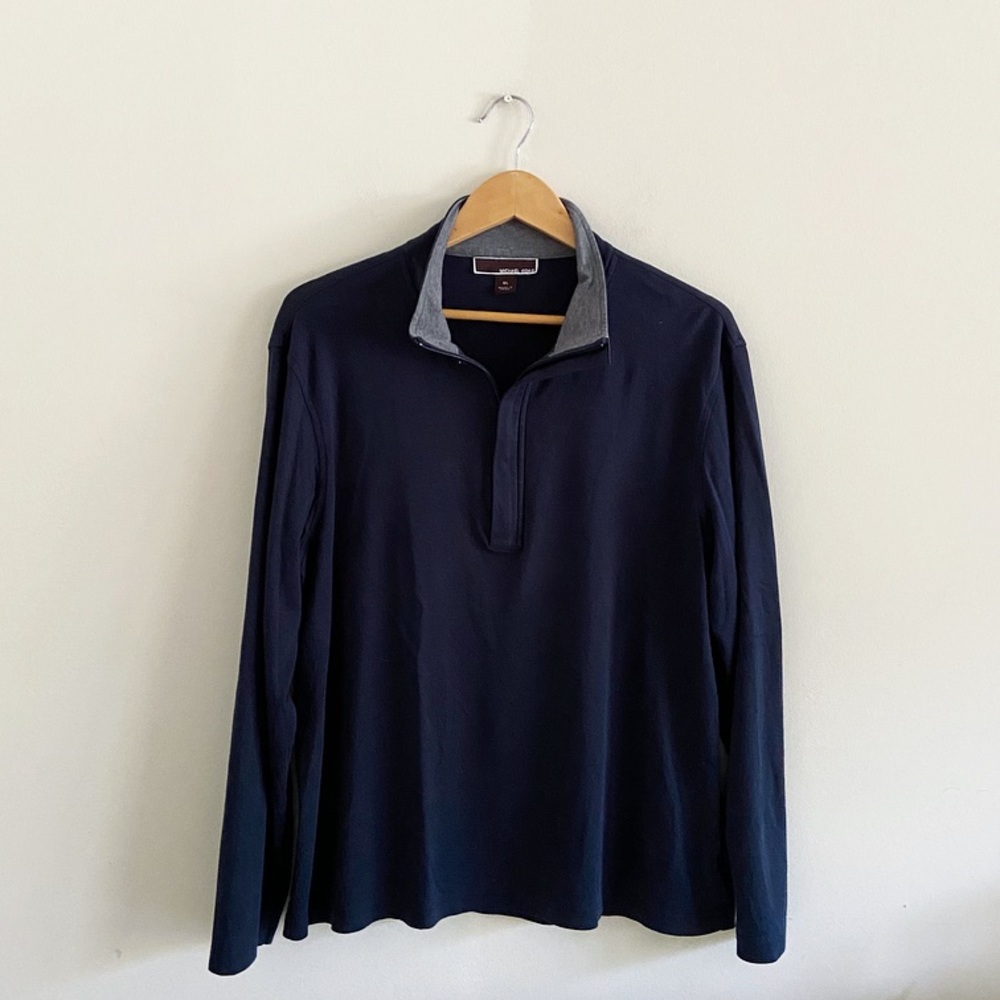 Michael Kors quarter zip navy sweater in XL - Picture 3 of 8